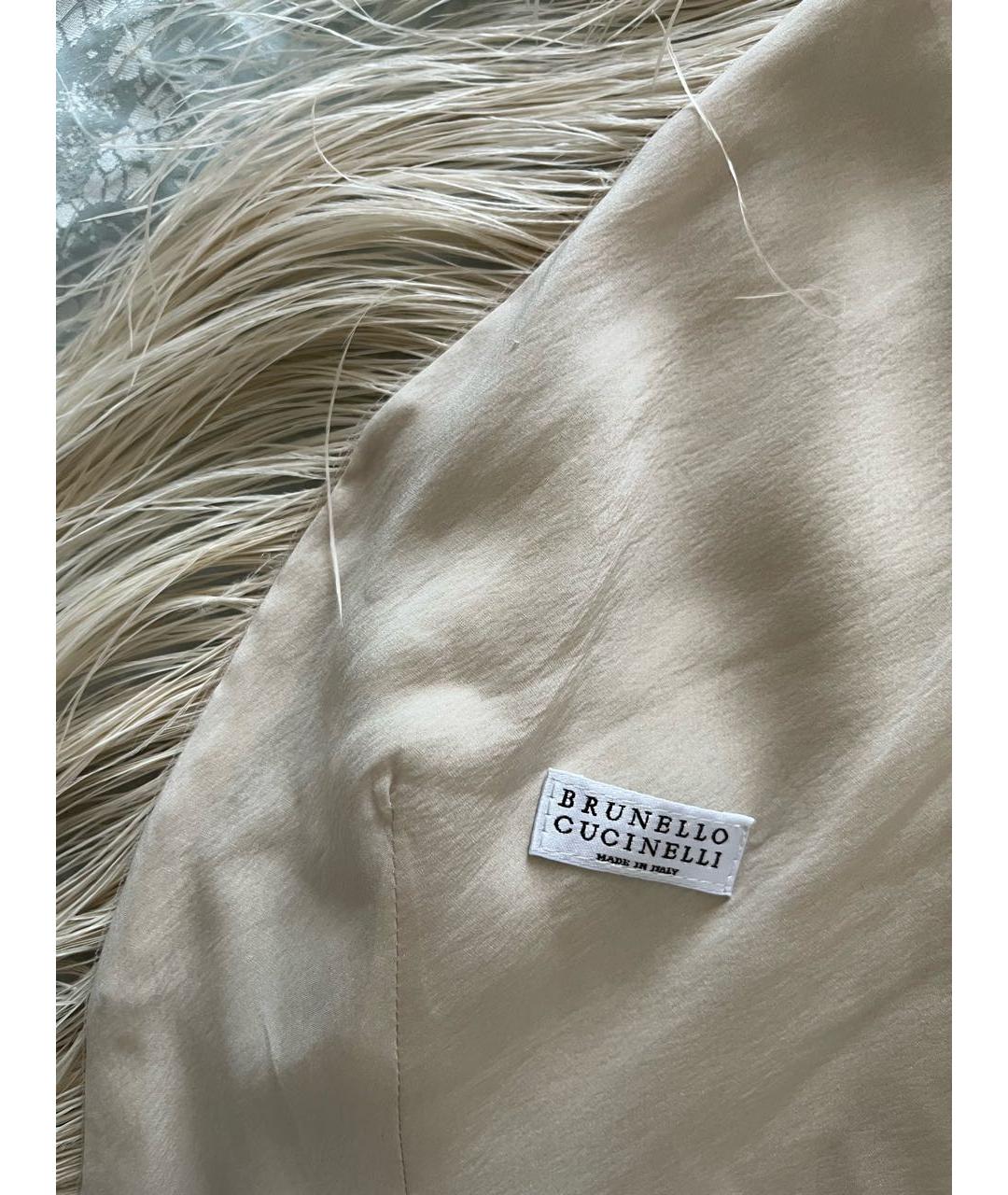 BRUNELLO CUCINELLI Бежевое шелковое вечернее платье, фото 5
