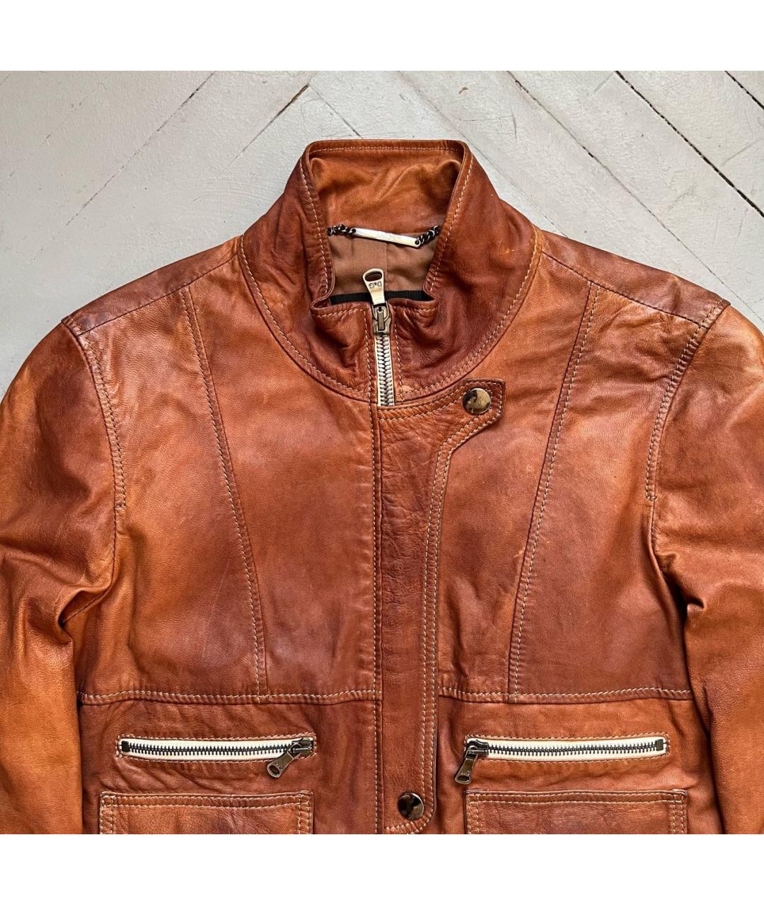 DOLCE&GABBANA Коричневая кожаная куртка, фото 4