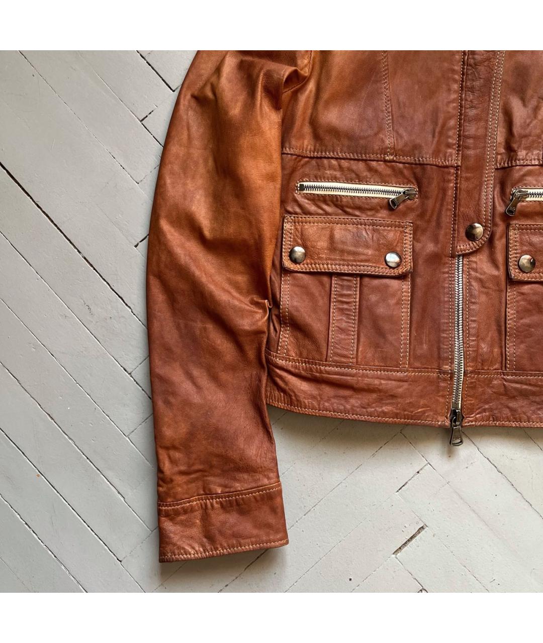 DOLCE&GABBANA Коричневая кожаная куртка, фото 6