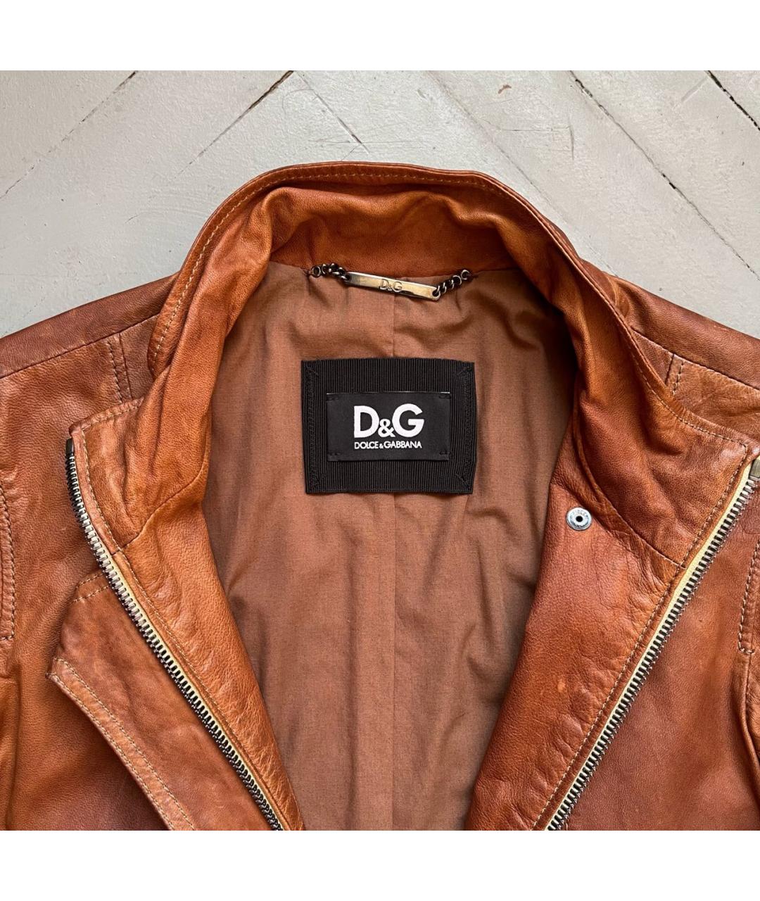 DOLCE&GABBANA Коричневая кожаная куртка, фото 3