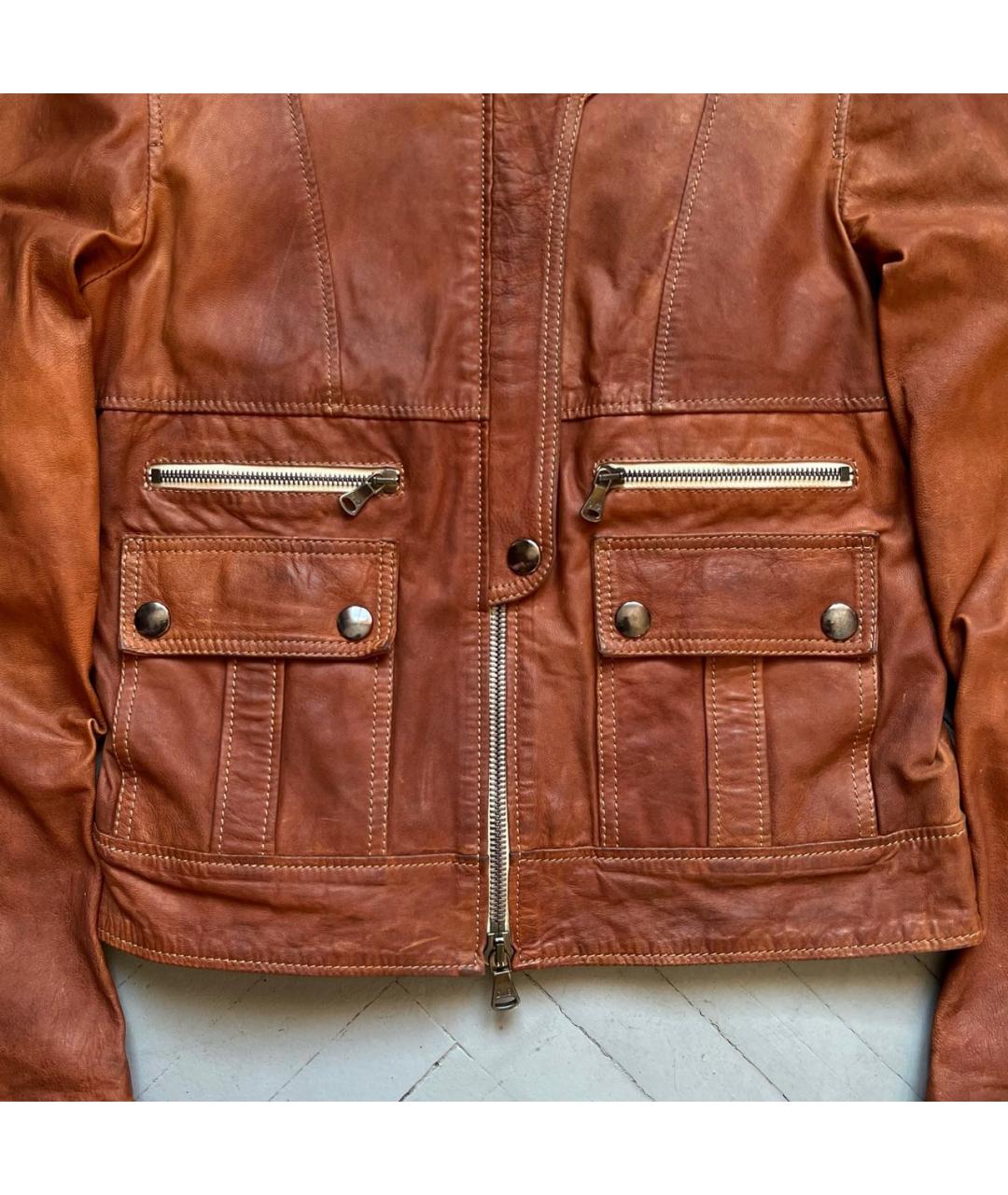 DOLCE&GABBANA Коричневая кожаная куртка, фото 8