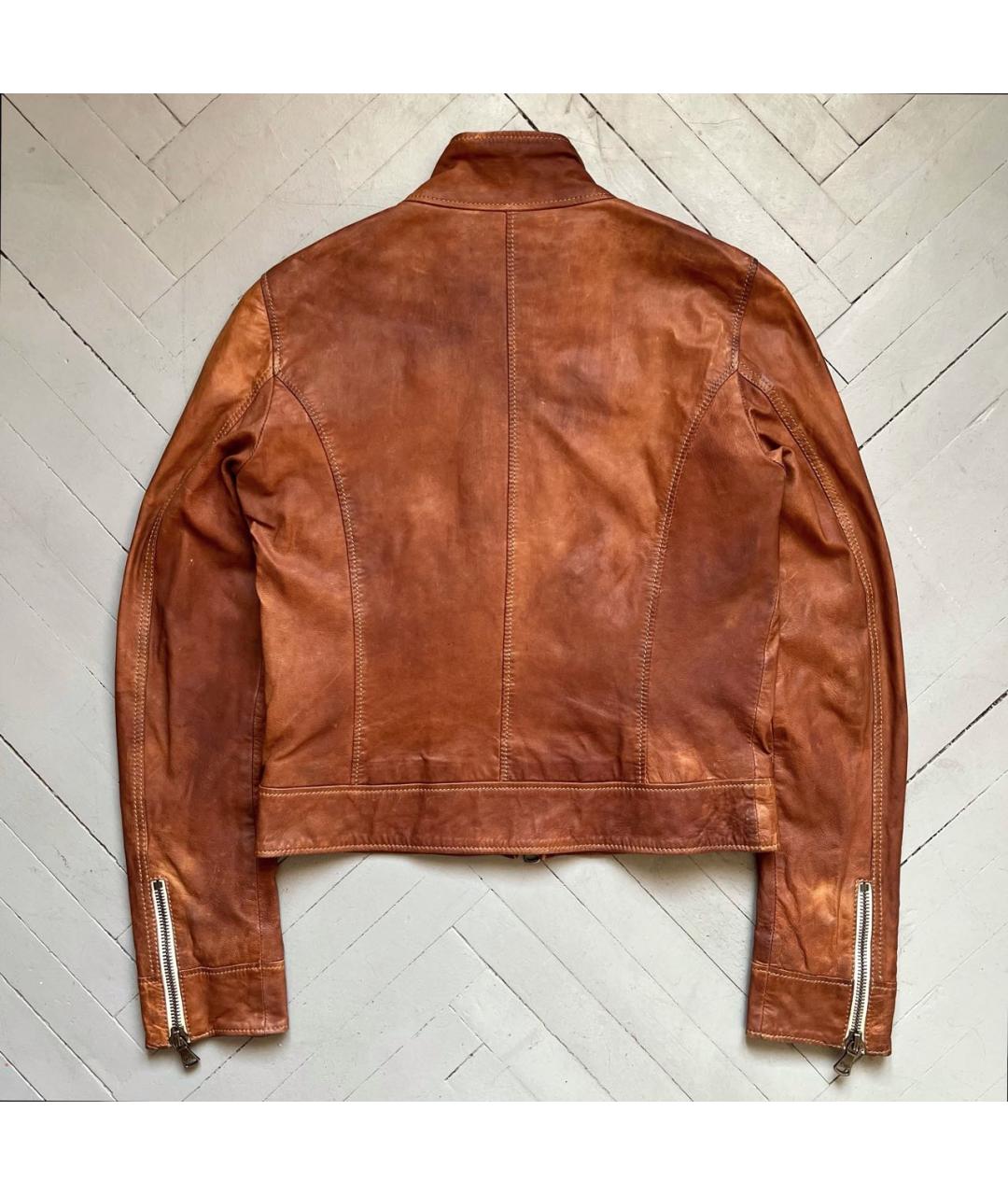 DOLCE&GABBANA Коричневая кожаная куртка, фото 2