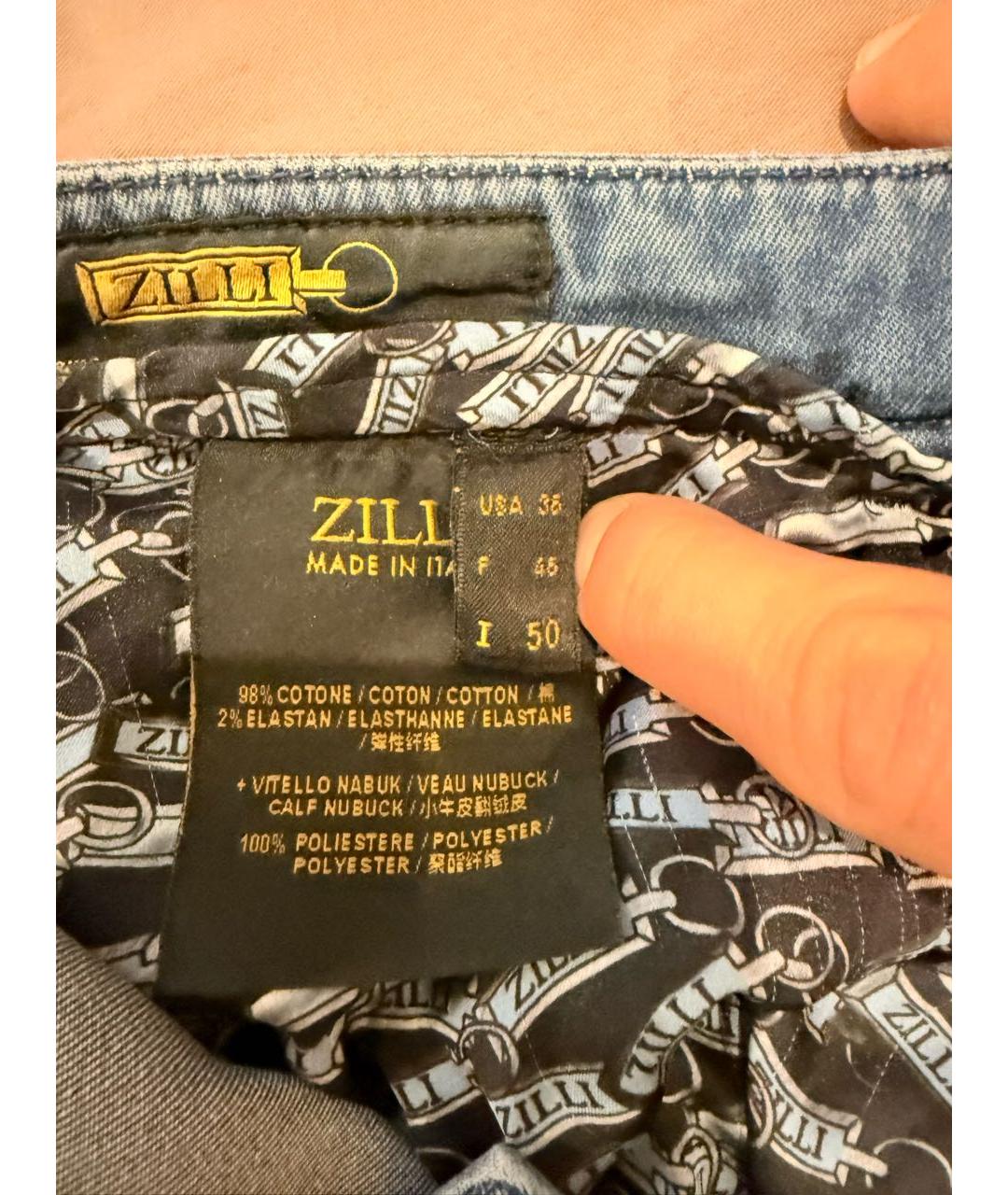 ZILLI Синие хлопковые джинсы, фото 3