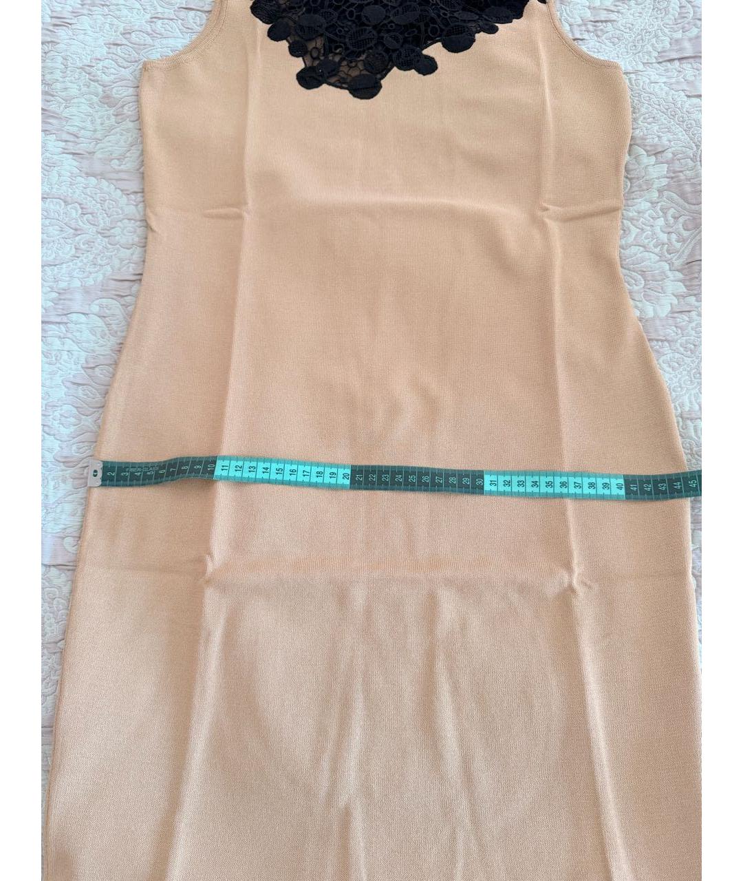VERSACE Бежевое вискозное повседневное платье, фото 8