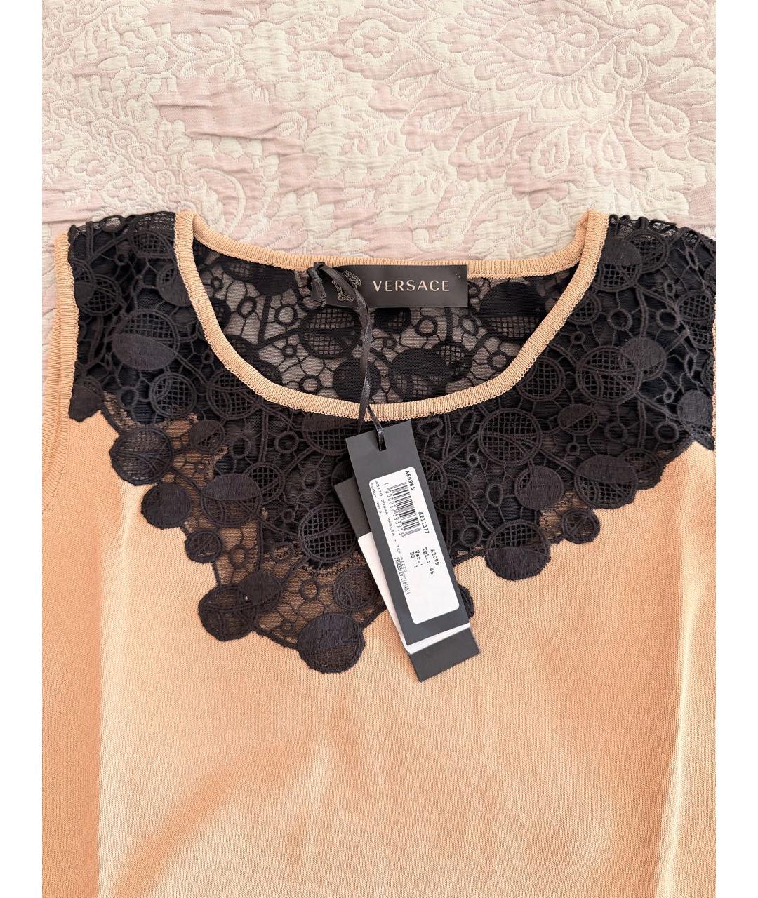 VERSACE Бежевое вискозное повседневное платье, фото 3