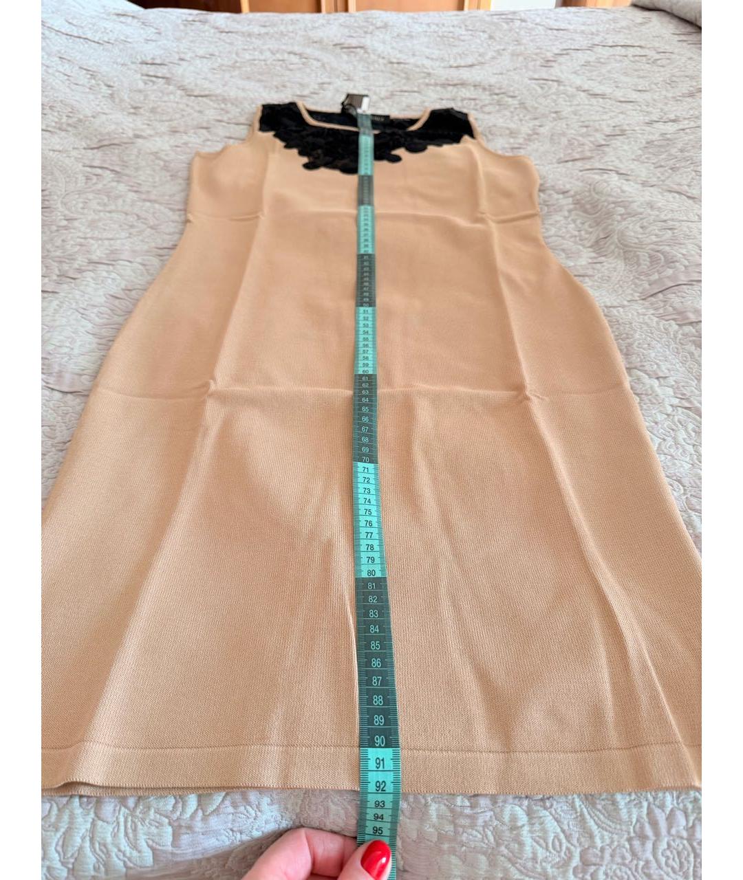 VERSACE Бежевое вискозное повседневное платье, фото 6