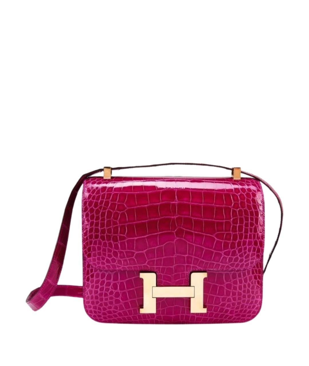 HERMES Розовая сумка через плечо из экзотической кожи, фото 10