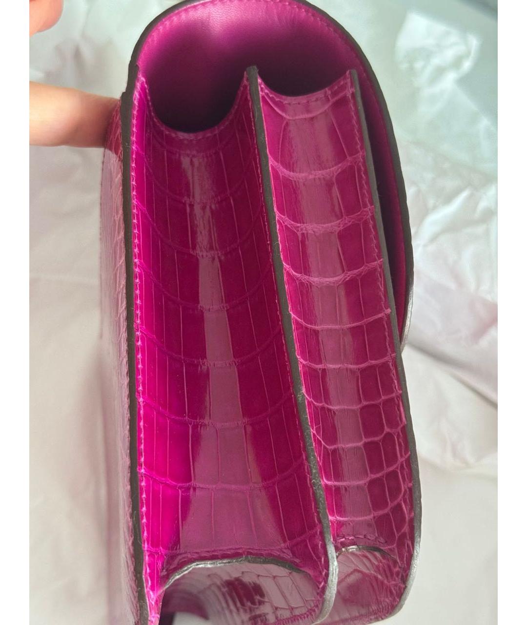 HERMES Розовая сумка через плечо из экзотической кожи, фото 7