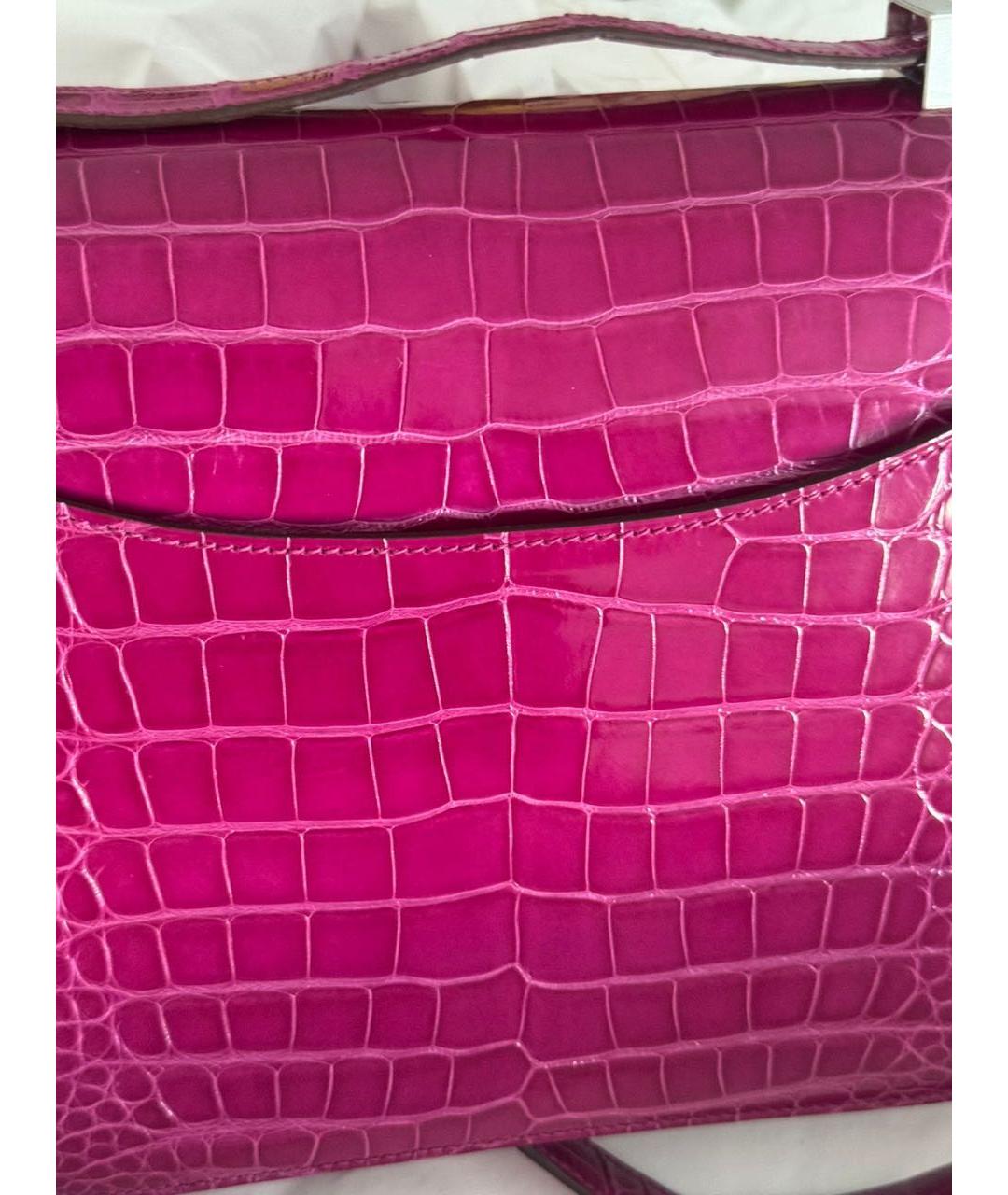 HERMES Розовая сумка через плечо из экзотической кожи, фото 8