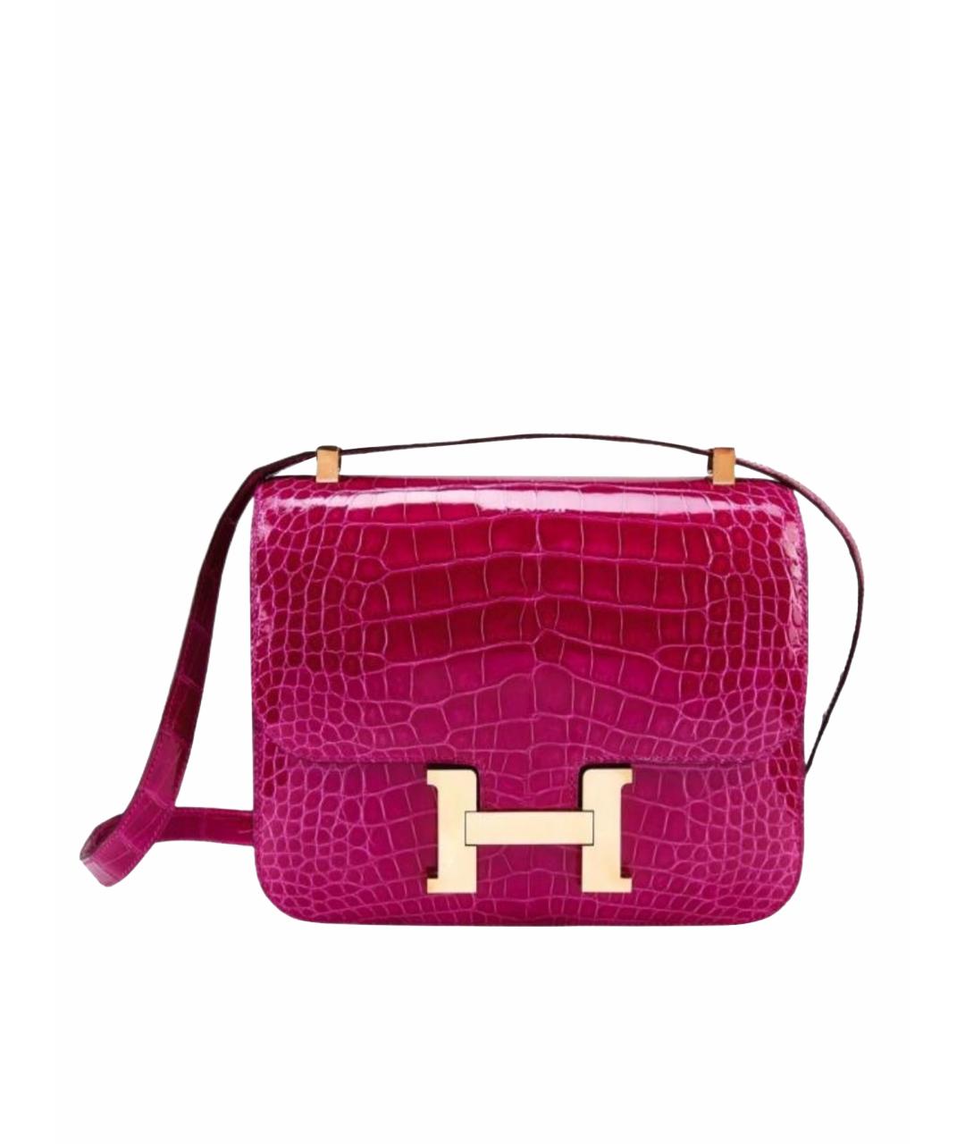 HERMES Розовая сумка через плечо из экзотической кожи, фото 1