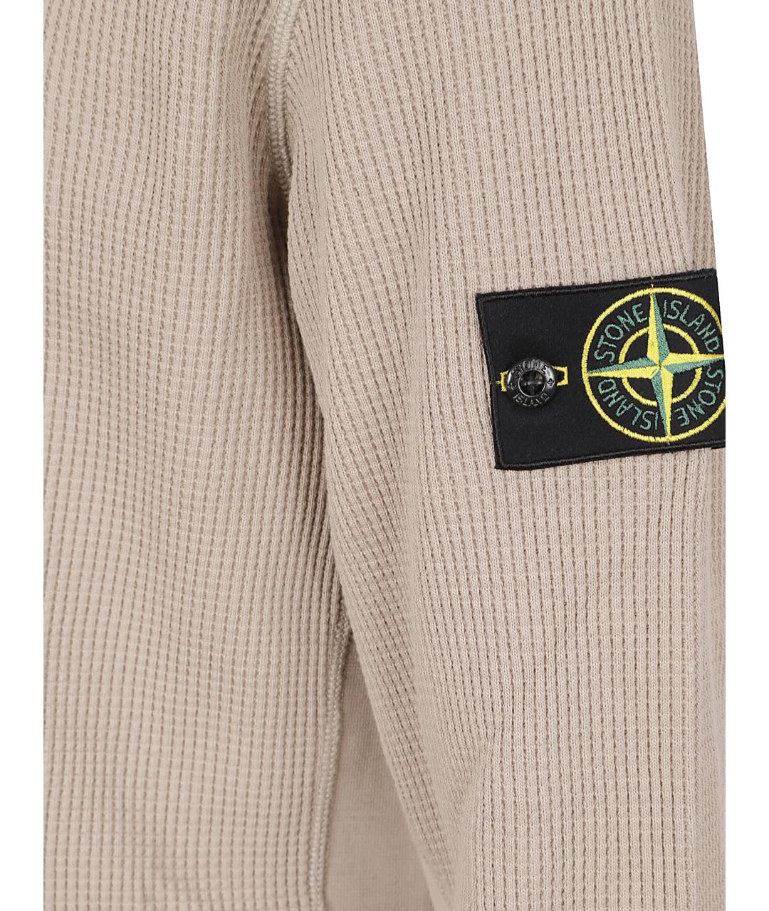 STONE ISLAND Бежевый хлопко-эластановый джемпер / свитер, фото 2