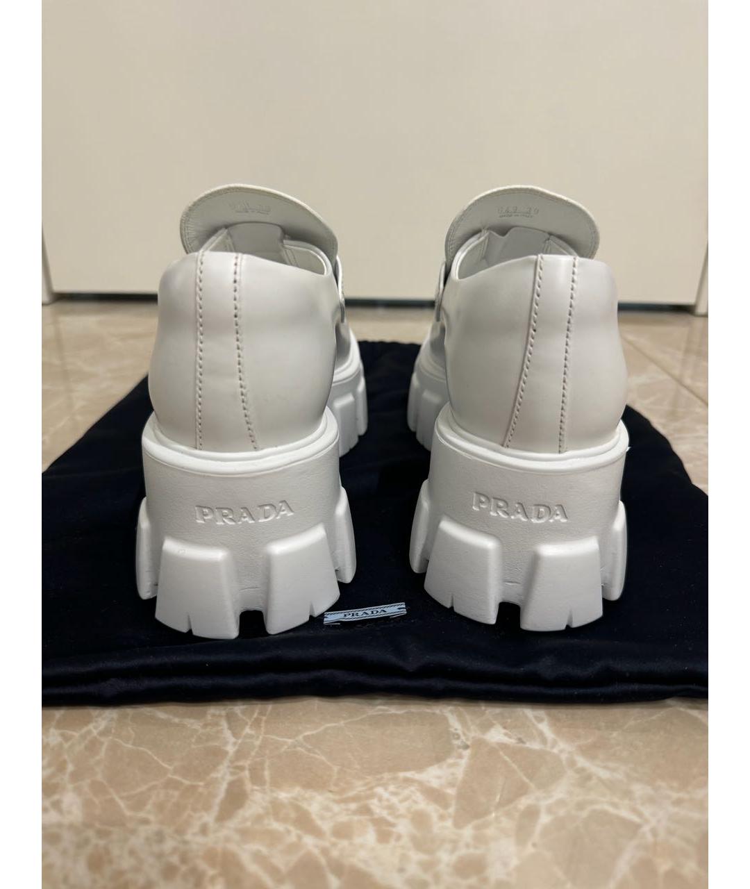 PRADA Белые кожаные лоферы, фото 4