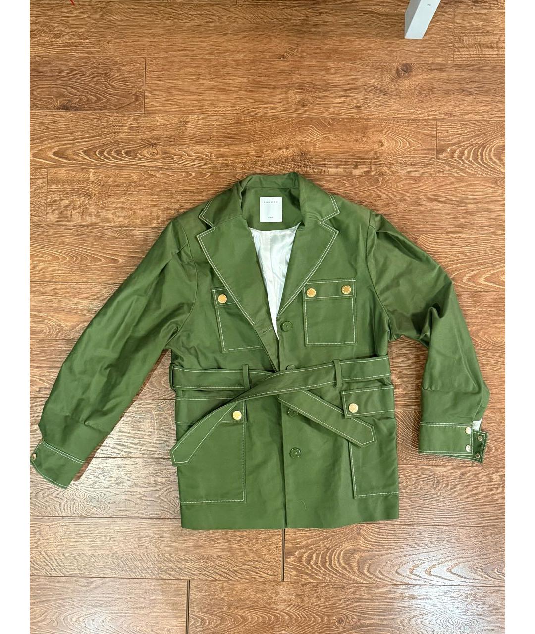SANDRO Зеленый хлопковый жакет/пиджак, фото 6