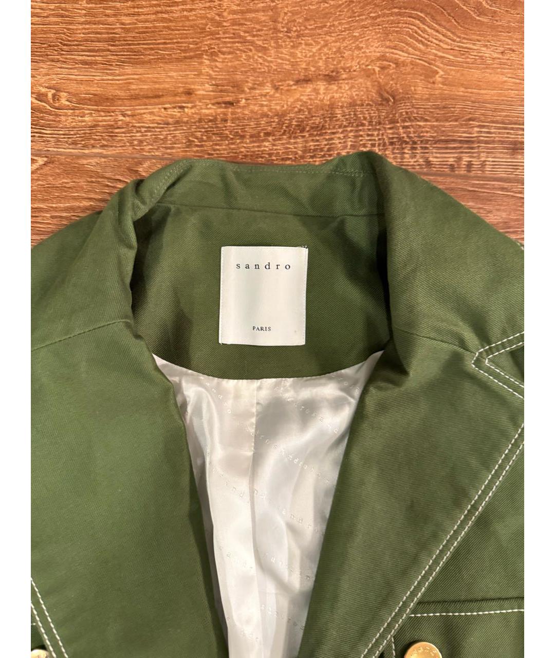 SANDRO Зеленый хлопковый жакет/пиджак, фото 2