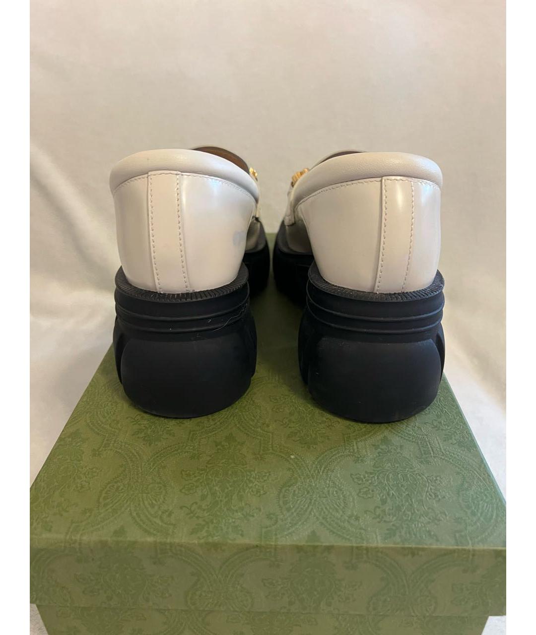 GUCCI Бежевые кожаные лоферы, фото 4