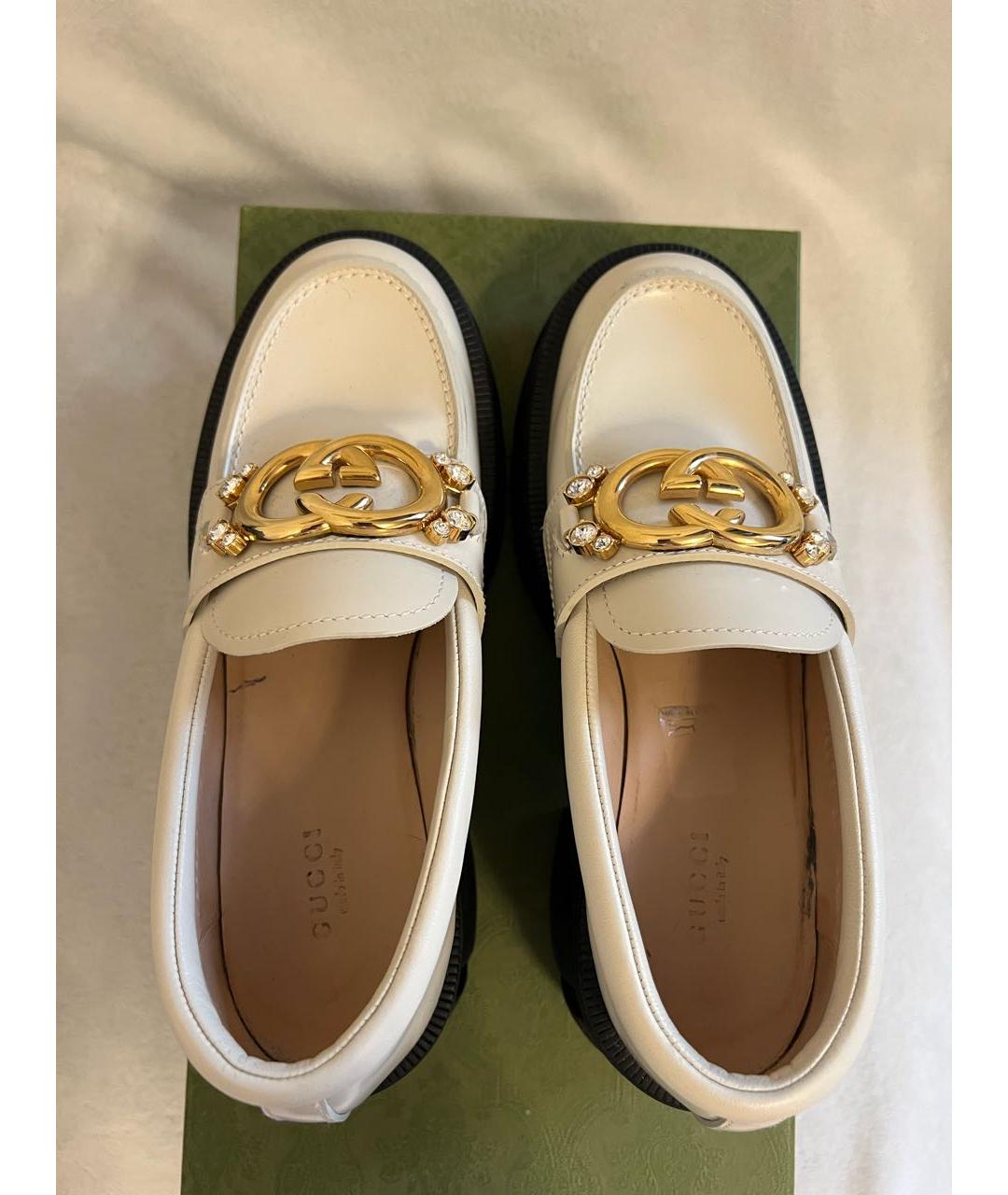 GUCCI Бежевые кожаные лоферы, фото 3