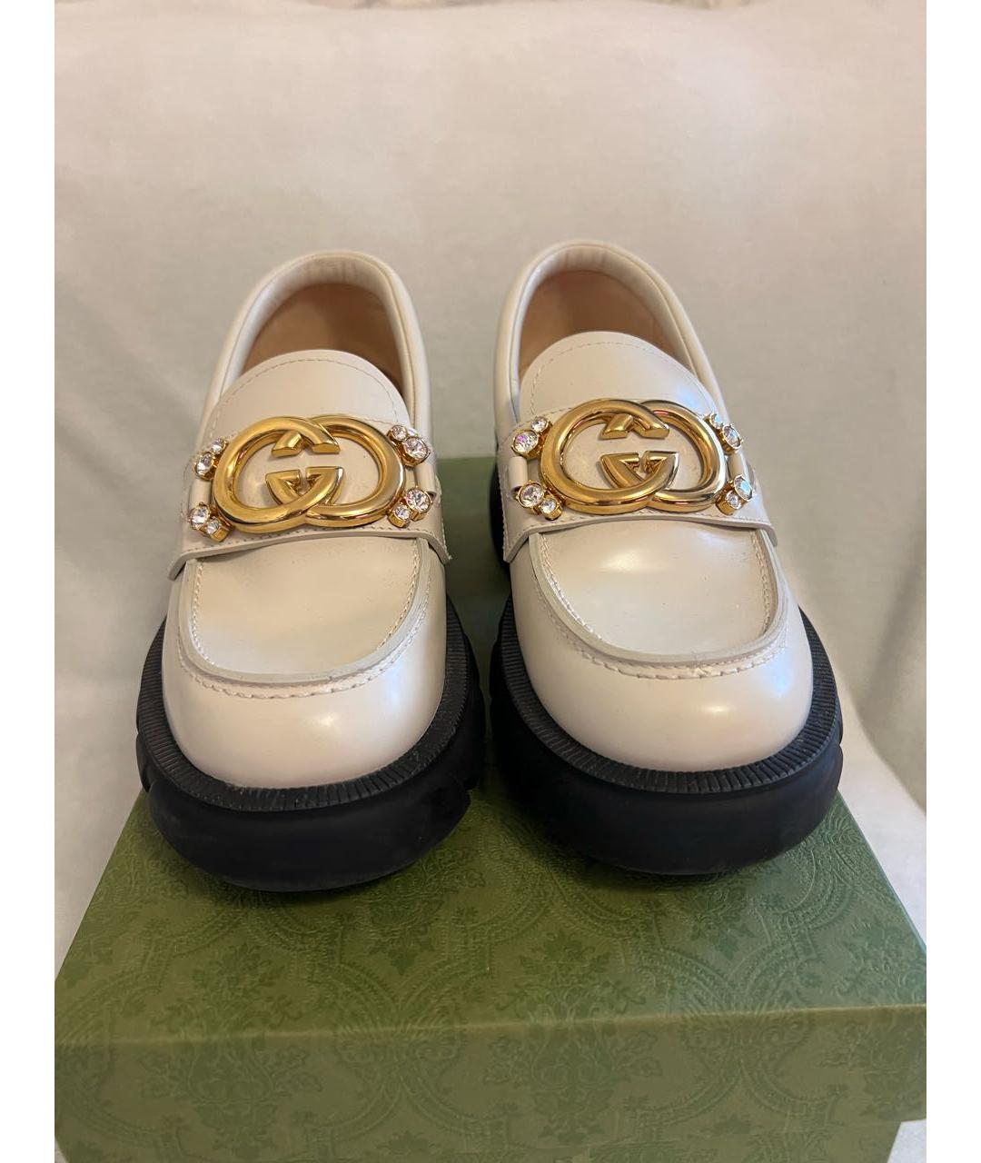 GUCCI Бежевые кожаные лоферы, фото 2