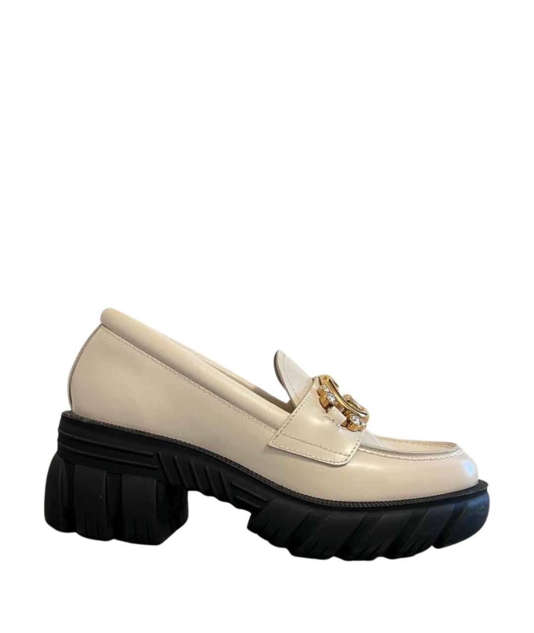 GUCCI Бежевые кожаные лоферы, фото 1