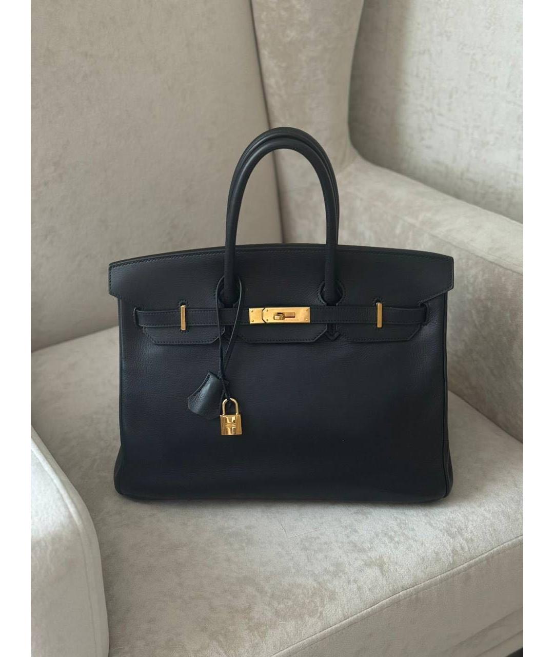 HERMES Черная кожаная сумка с короткими ручками, фото 7