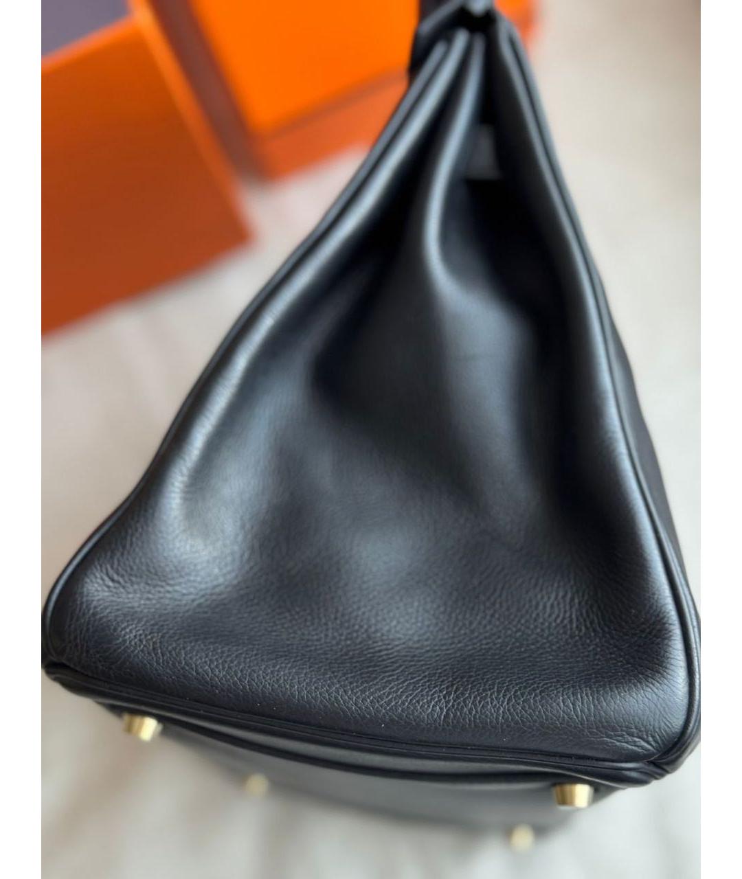 HERMES Черная кожаная сумка с короткими ручками, фото 3