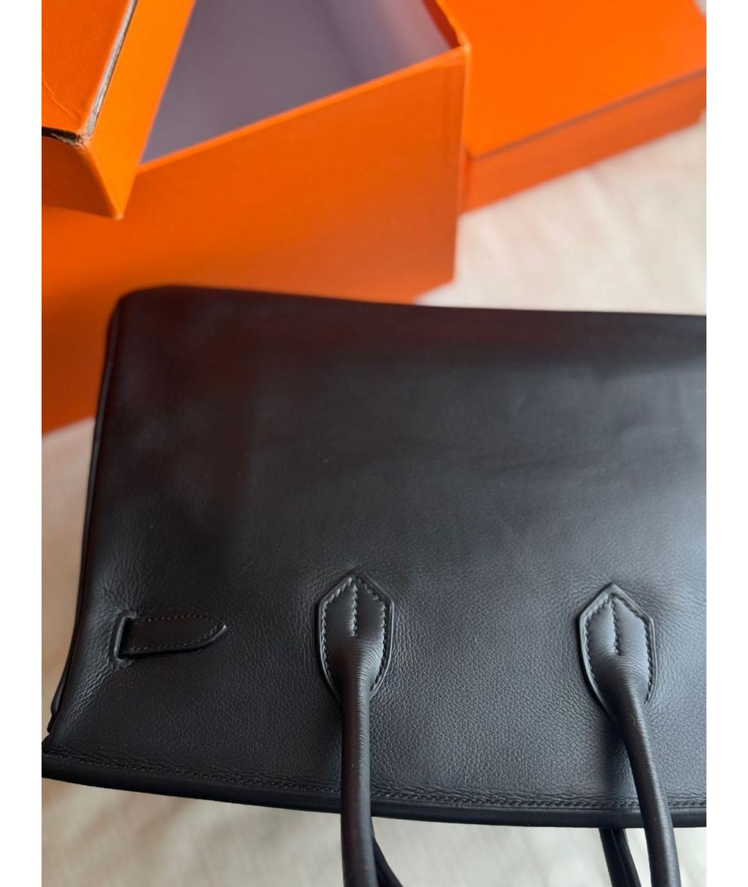 HERMES Черная кожаная сумка с короткими ручками, фото 6