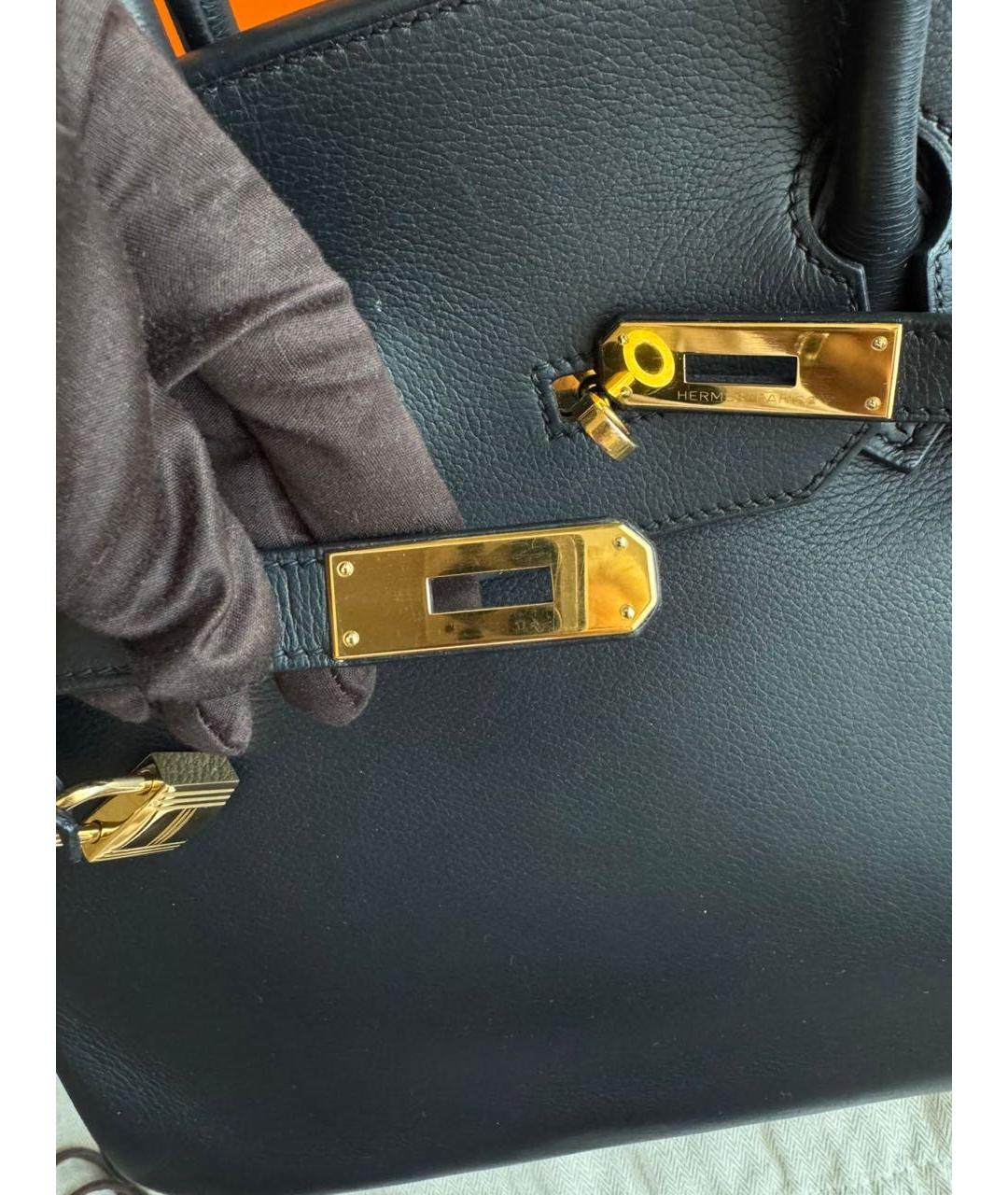 HERMES Черная кожаная сумка с короткими ручками, фото 4