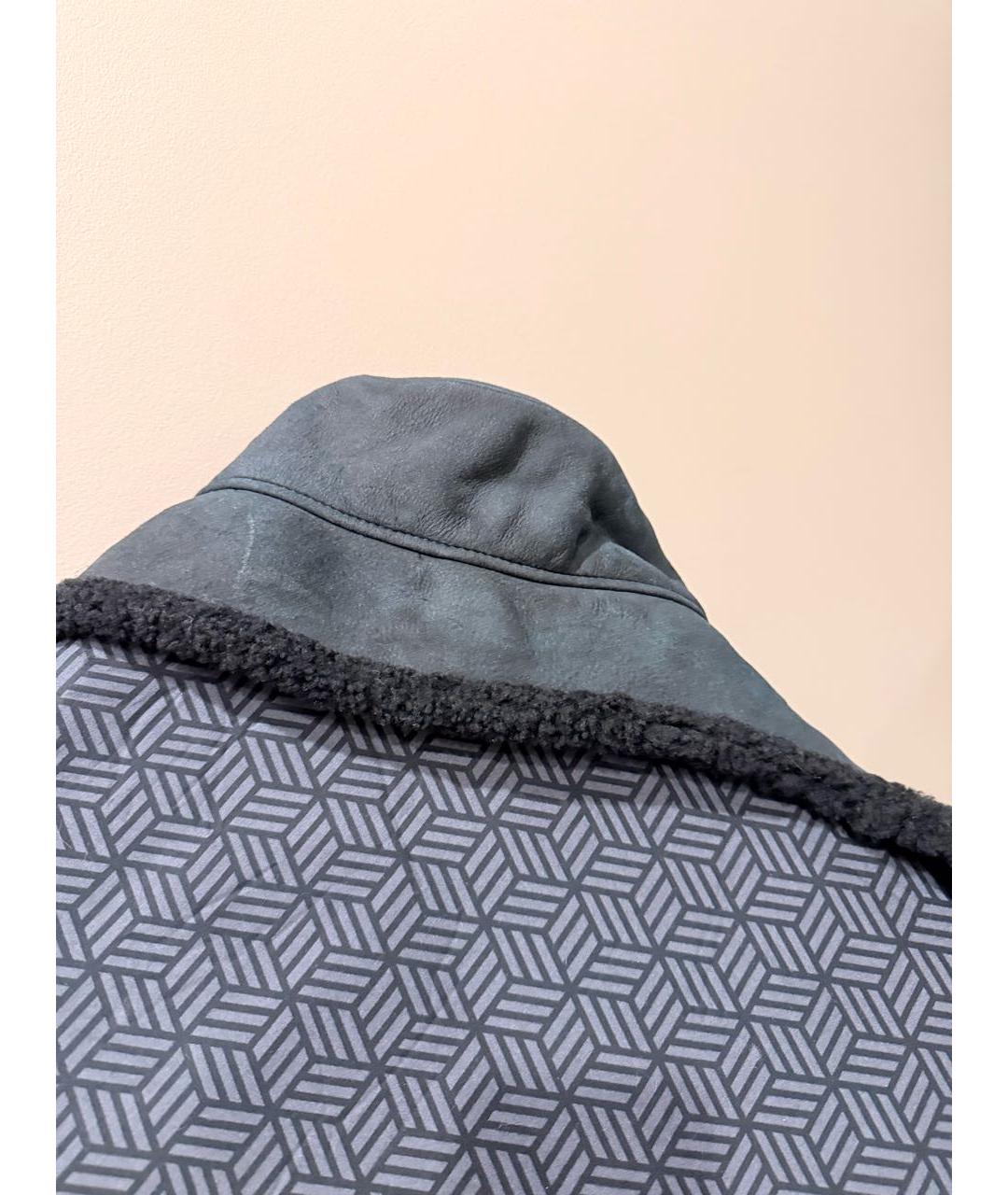 HERMES Черная кожаная шапка, фото 2