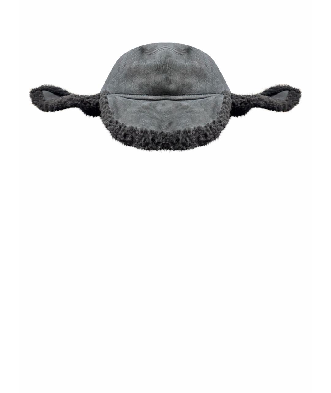 HERMES Черная кожаная шапка, фото 1