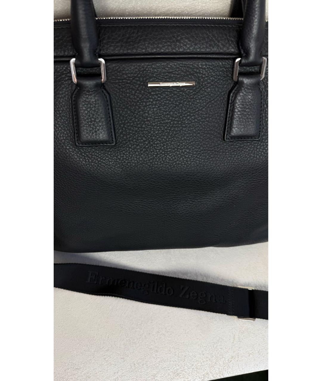 ZEGNA Черный кожаный портфель, фото 3