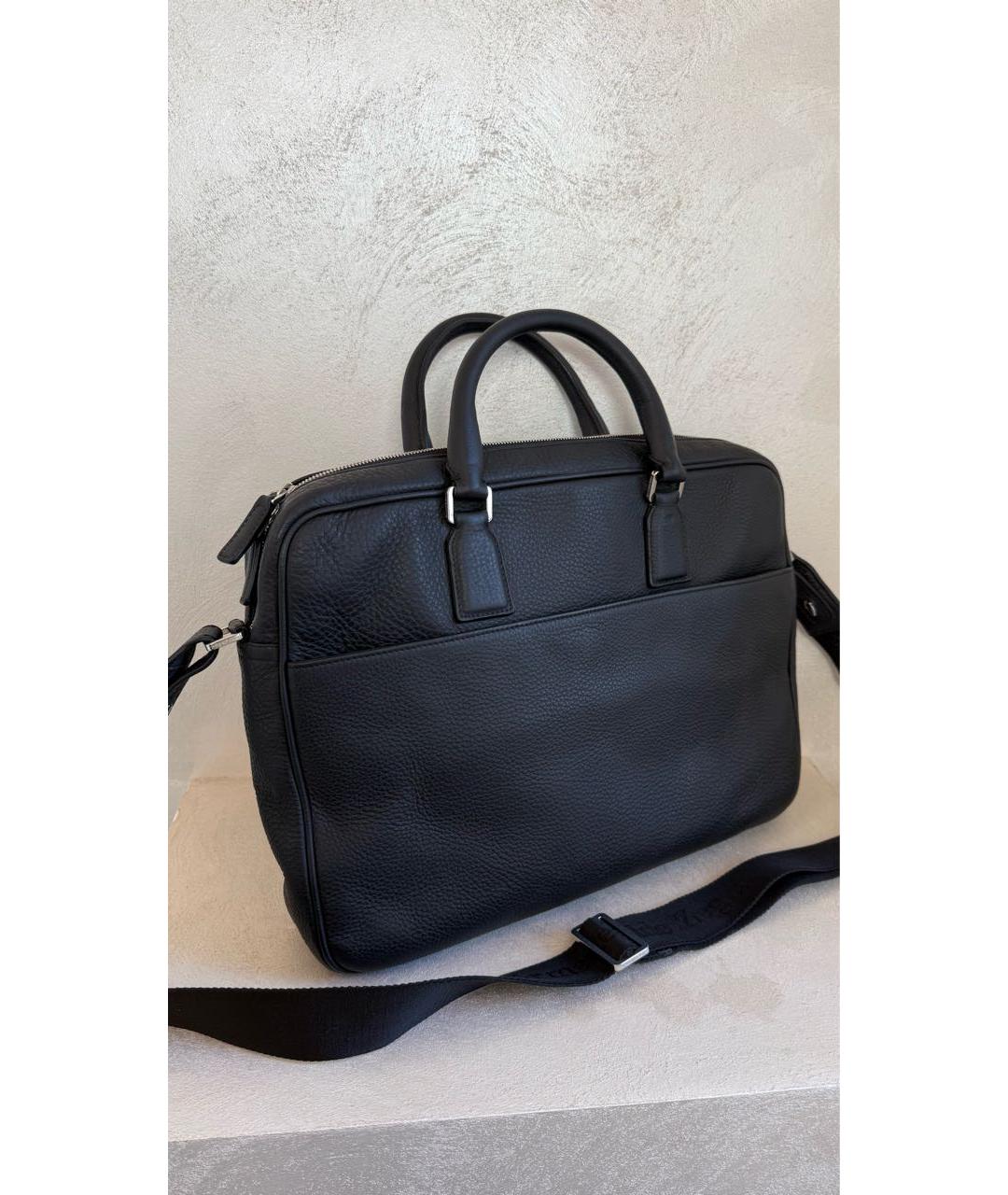 ZEGNA Черный кожаный портфель, фото 2
