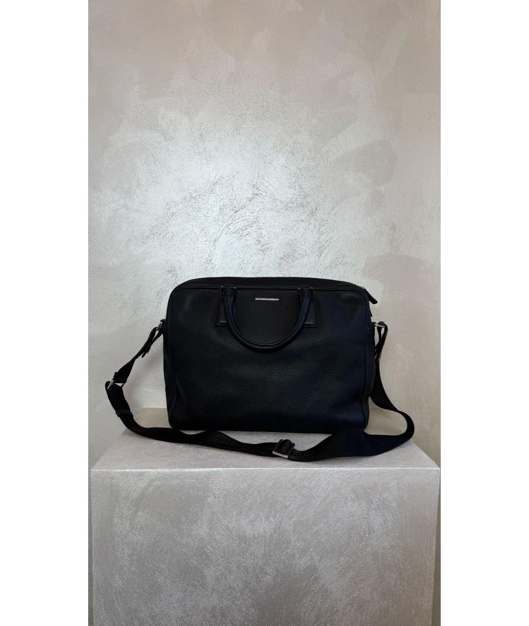 ZEGNA Черный кожаный портфель, фото 8