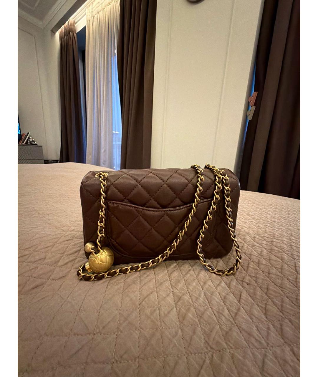 CHANEL Коричневая кожаная сумка через плечо, фото 3