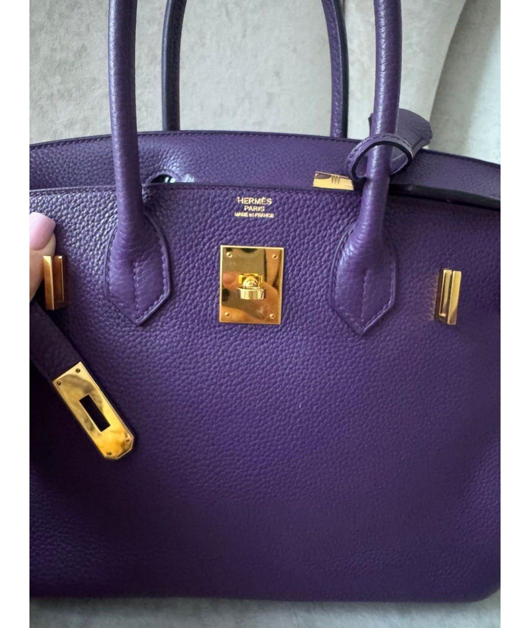HERMES Фиолетовая кожаная сумка с короткими ручками, фото 8