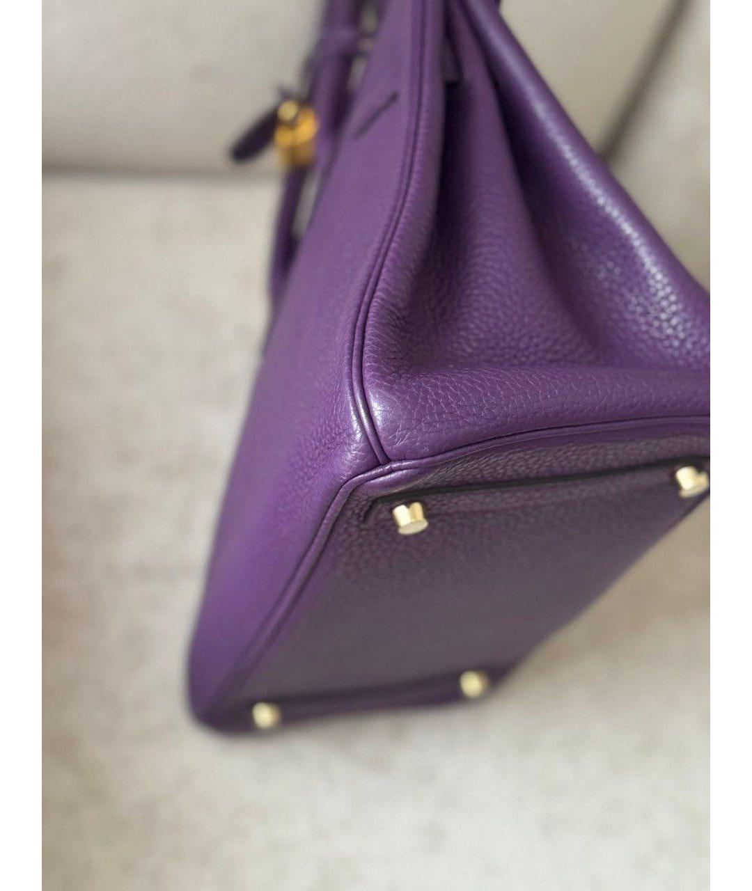 HERMES Фиолетовая кожаная сумка с короткими ручками, фото 4