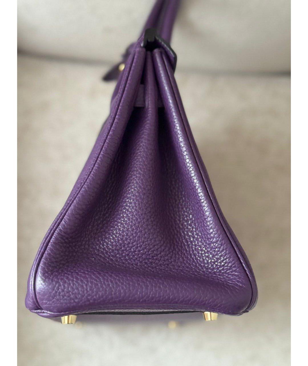 HERMES Фиолетовая кожаная сумка с короткими ручками, фото 3
