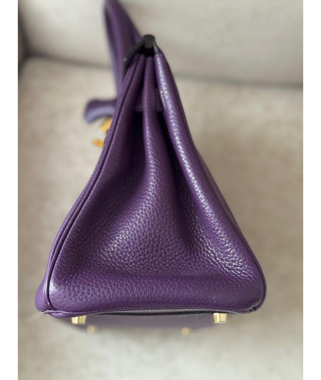HERMES Фиолетовая кожаная сумка с короткими ручками, фото 5