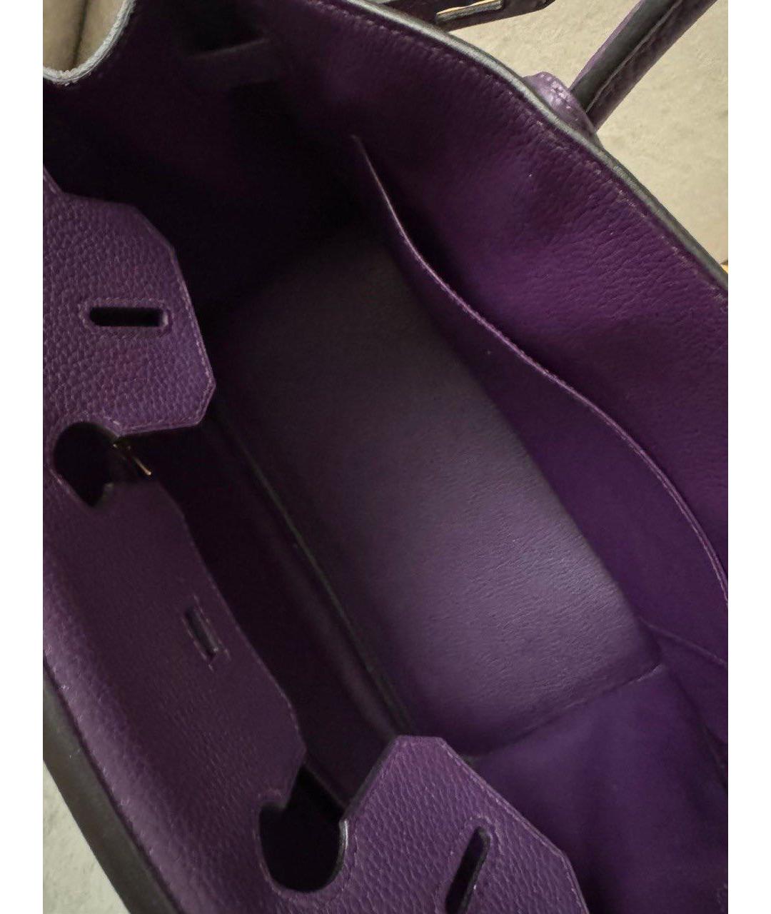 HERMES Фиолетовая кожаная сумка с короткими ручками, фото 7
