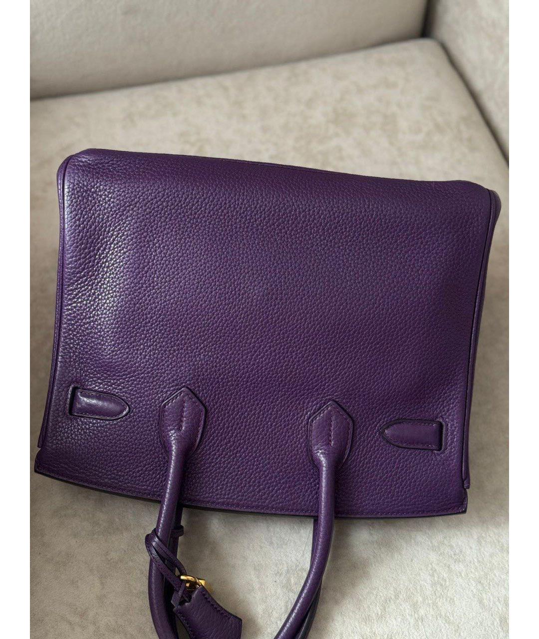 HERMES Фиолетовая кожаная сумка с короткими ручками, фото 2