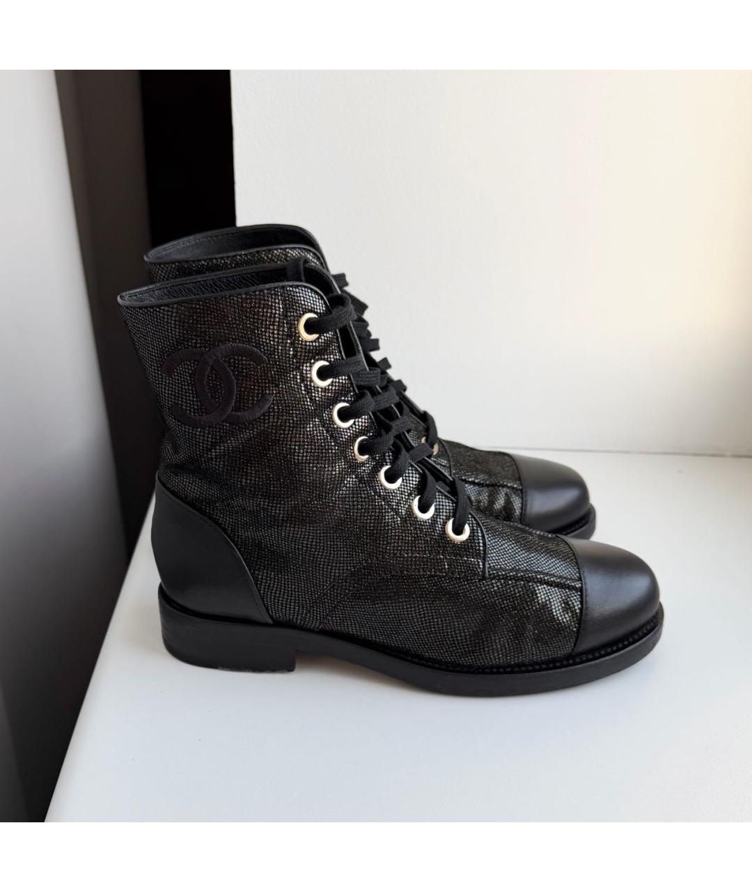 CHANEL Черные кожаные ботинки, фото 9