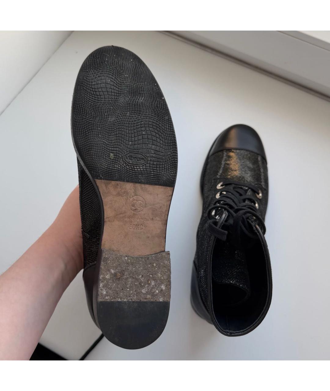 CHANEL Черные кожаные ботинки, фото 6