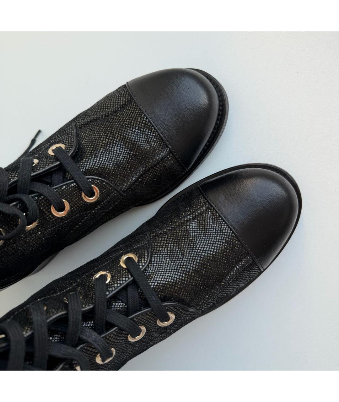 CHANEL Черные кожаные ботинки, фото 3