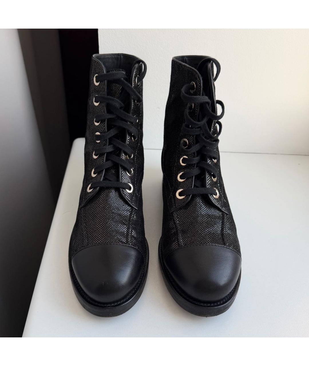 CHANEL Черные кожаные ботинки, фото 4