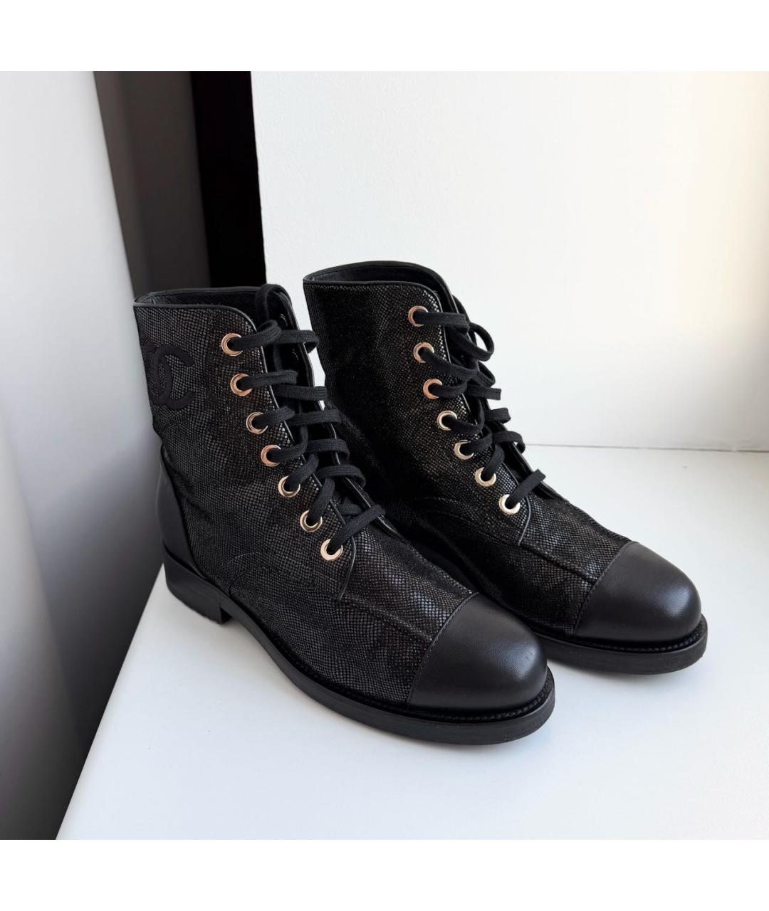 CHANEL Черные кожаные ботинки, фото 2