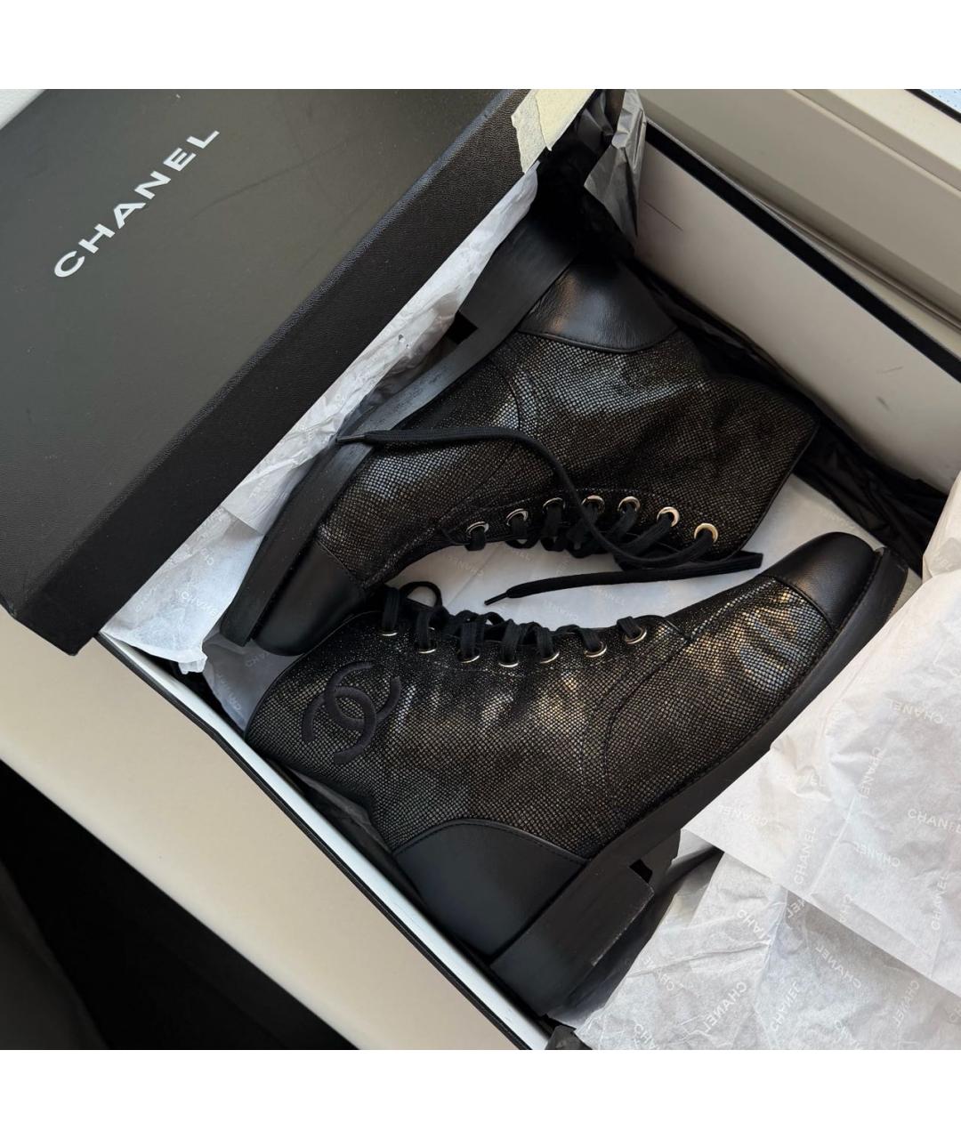 CHANEL Черные кожаные ботинки, фото 7