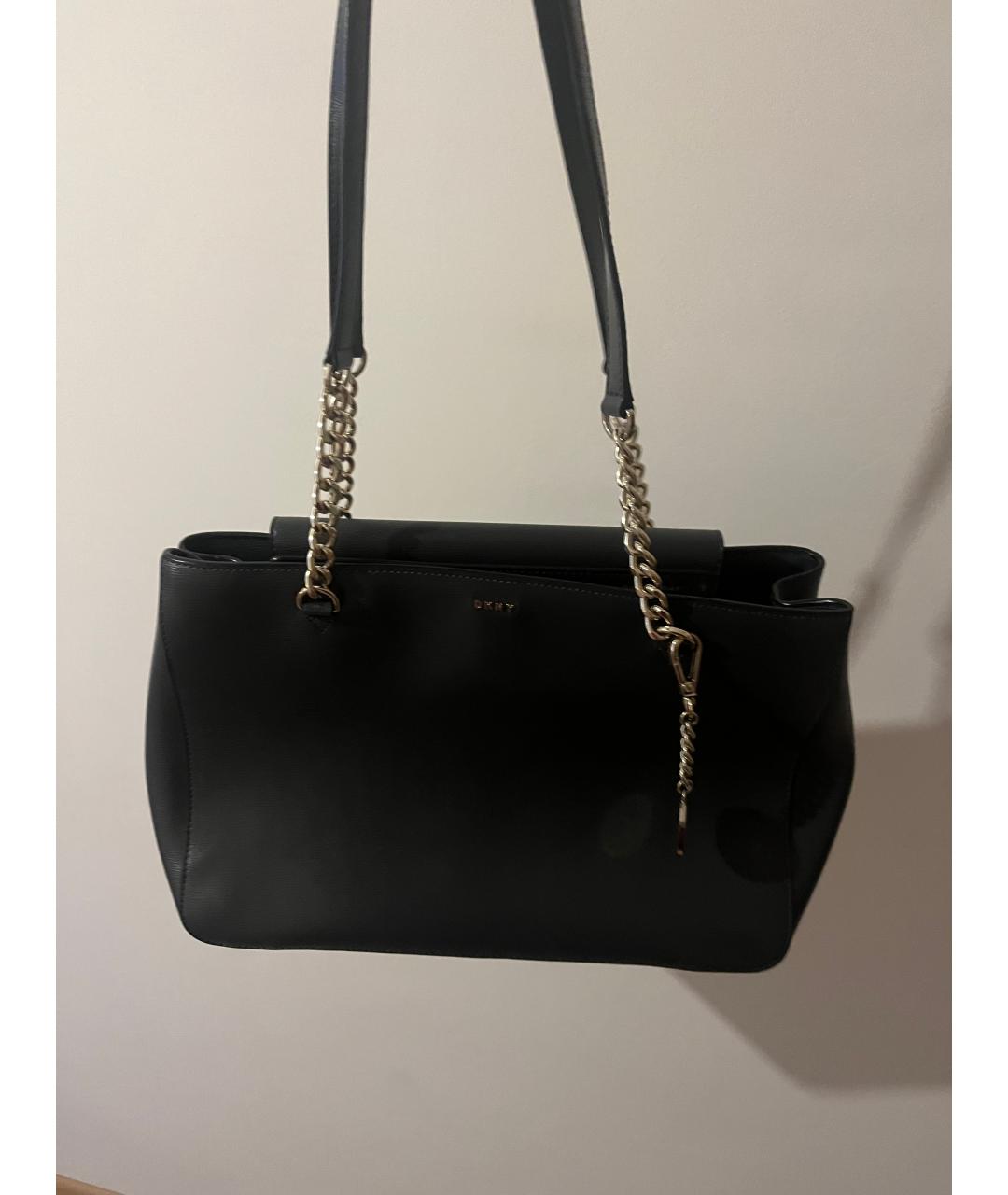 DKNY Черная кожаная сумка тоут, фото 2