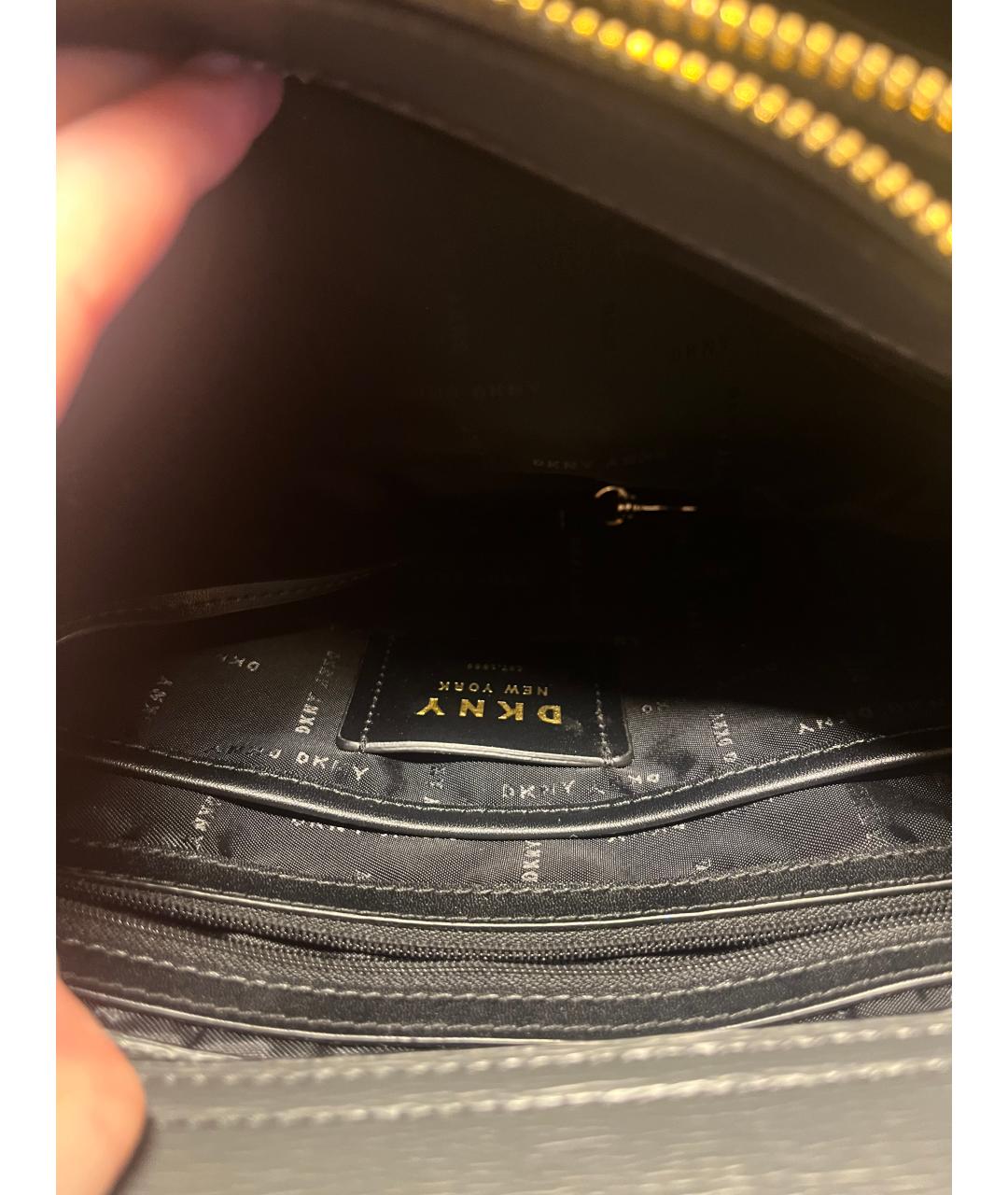 DKNY Черная кожаная сумка тоут, фото 6
