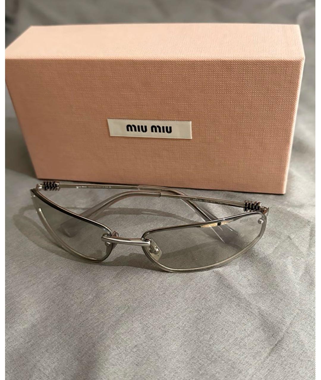 MIU MIU Серебряные металлические солнцезащитные очки, фото 8