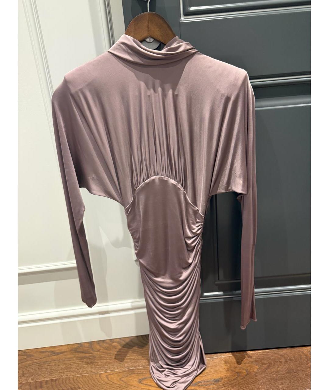 SAINT LAURENT Фиолетовое шелковое коктейльное платье, фото 6