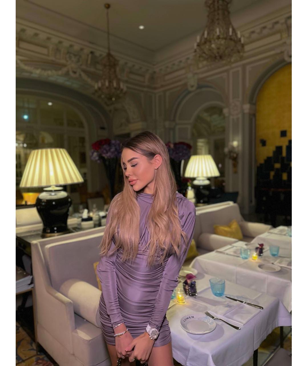 SAINT LAURENT Фиолетовое шелковое коктейльное платье, фото 5