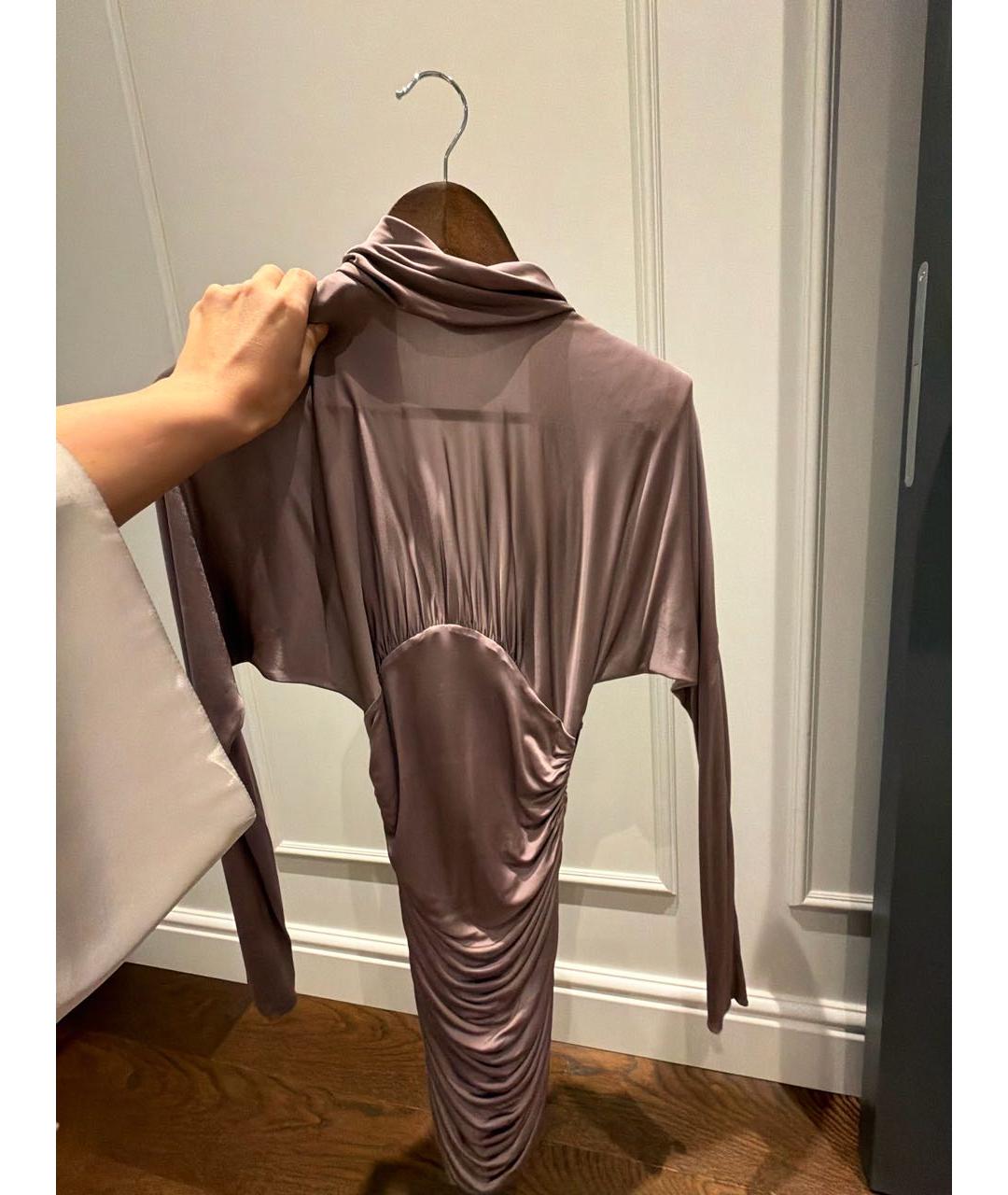 SAINT LAURENT Фиолетовое шелковое коктейльное платье, фото 3